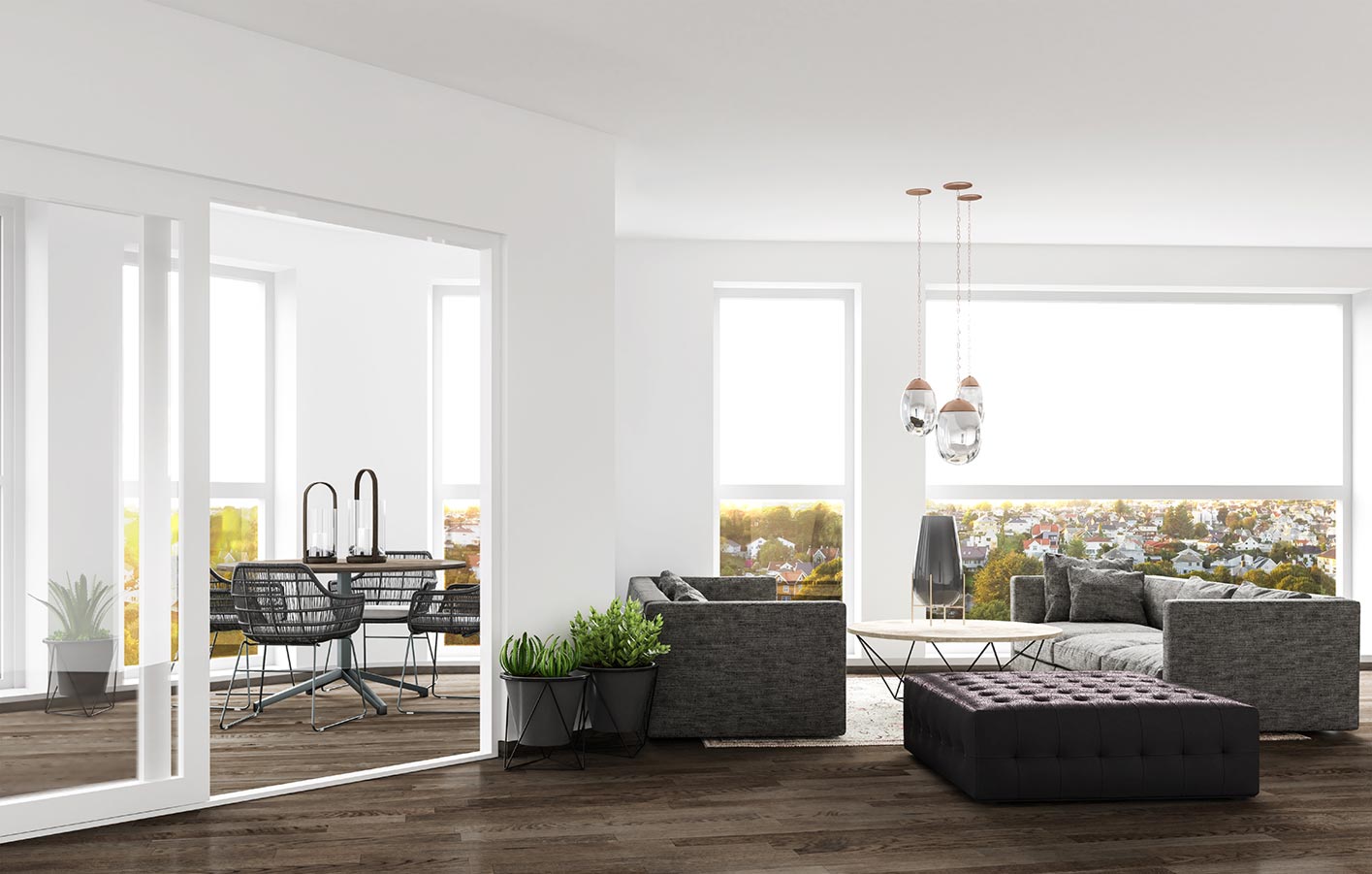 Glasschiebetüren für helle freundliche Räume modernes Wohnzimmer mit Glasschiebetür